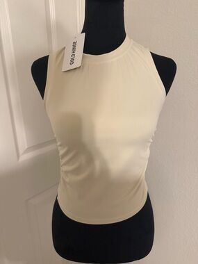 Gold Hinge Women's Cream High-Neck Tank